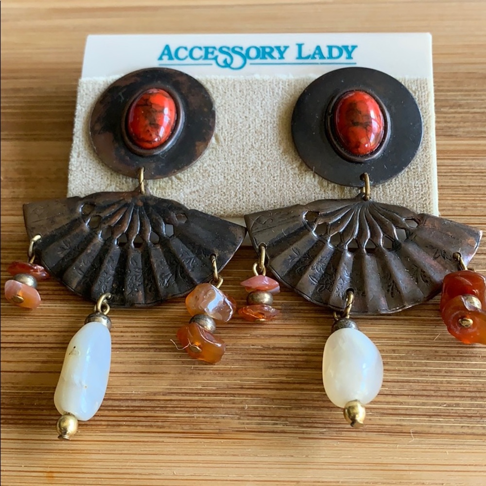 Accessory Lady Copper Earrings with Amber